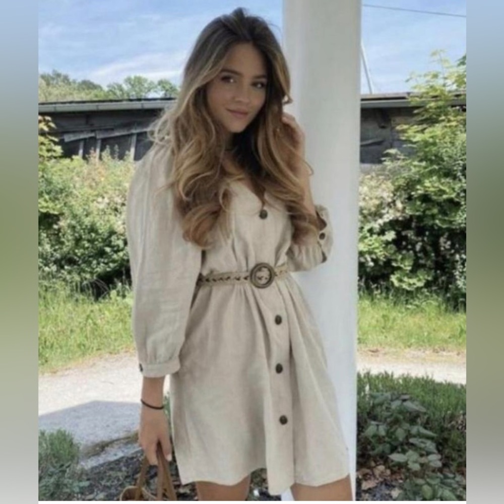 Zara rustic linen mini dress